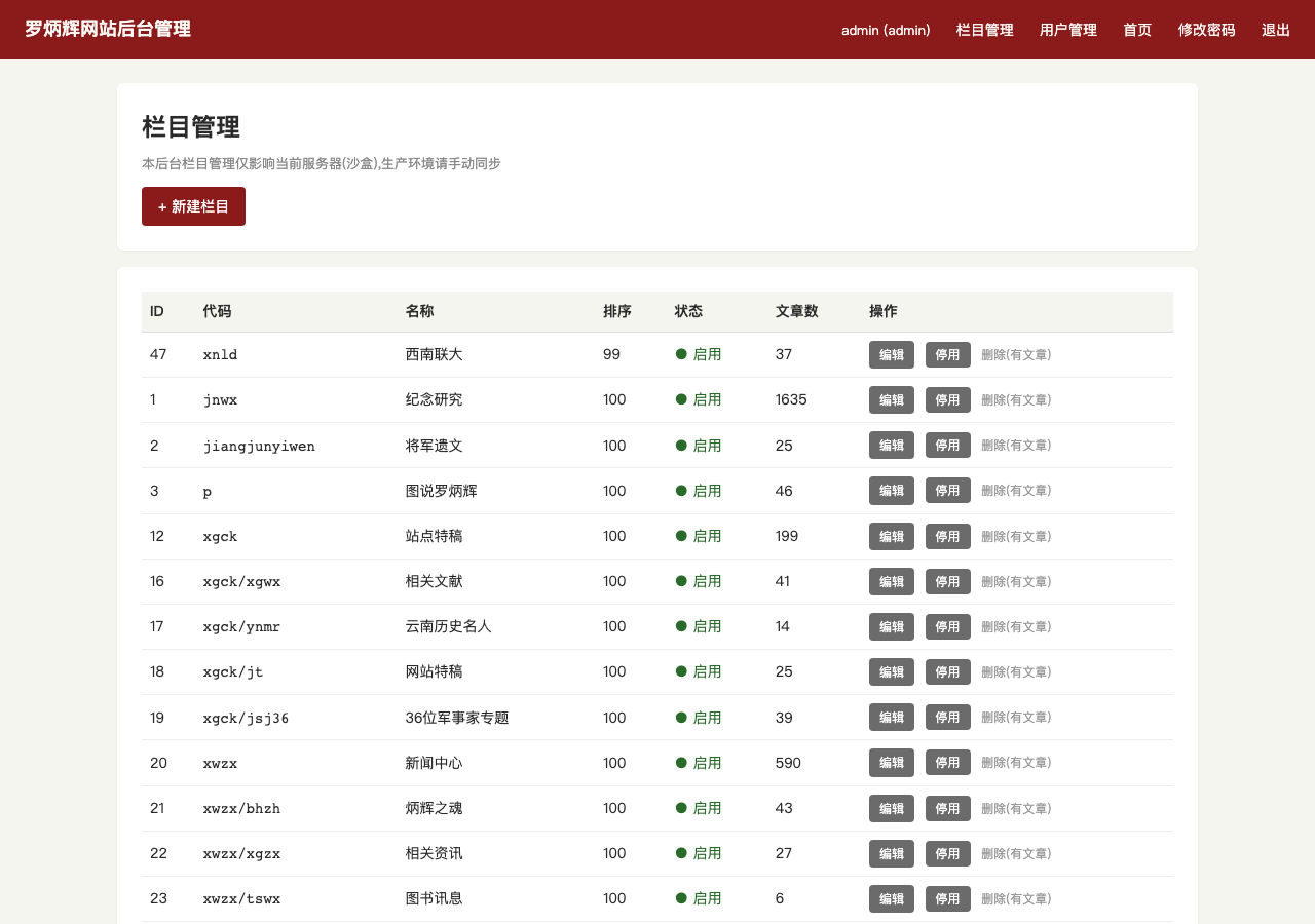 栏目管理