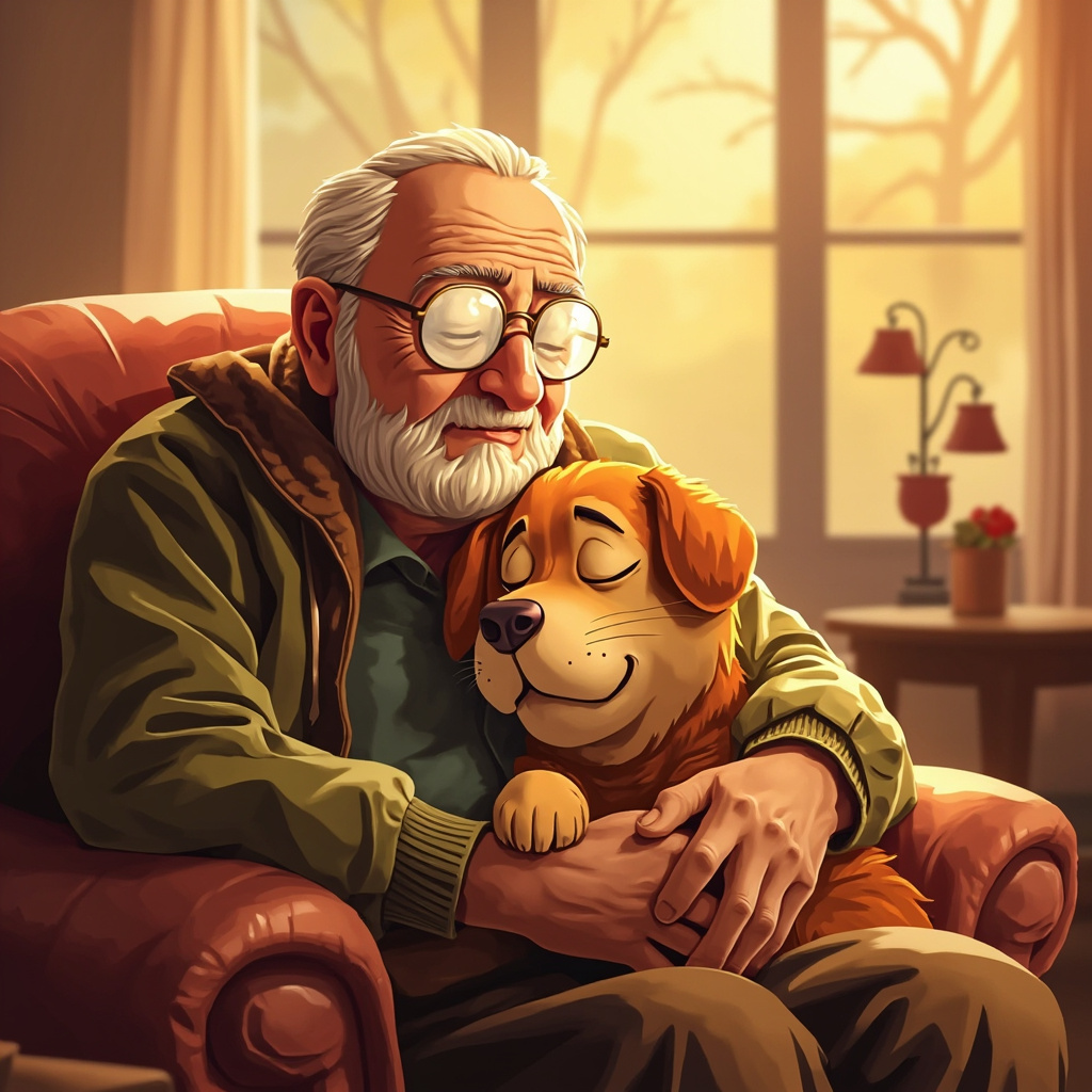 80岁失明老人和狗